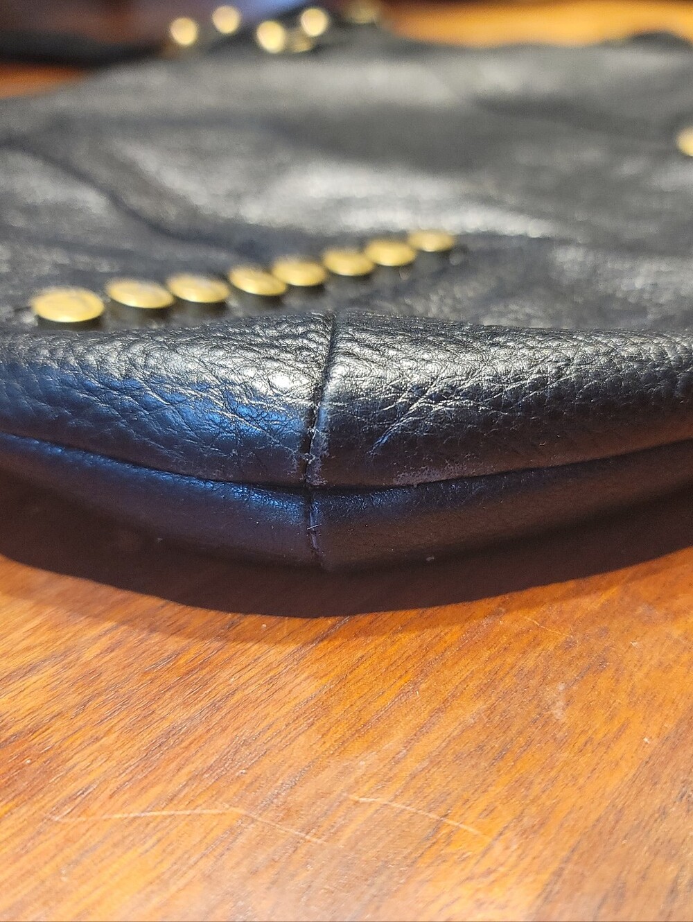 French Bull Jackie Shapiro Black Leather Studded Bag - Picture 4 of 14